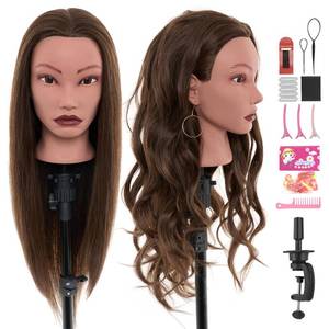 lot 5125 image: 20 Mannequin Head Human Hair,100% Real Hair Mannequin Head,Cosmetology Human Hair Mannequin Doll Head for Hair Styling,Practice Braiding Styling Head with Table Clamp Suitable for Hair Extensions