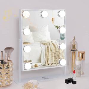 lot 5145 image: FENCHILIN Vanity Mirror with Lights 9 Dimmable Bulbs Makeup Mirror with Smart Touch Control for Glam Room Bedroom Detachable 10X Magnification Rotation Tabletop White