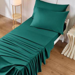 lot 5151 image: VACVELT 4PCS Cot Sheet Set, 31x75 Inch 10-Inch Pocket, Dark Green