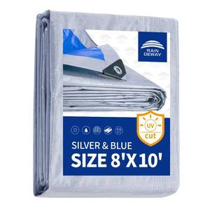 lot 6259 image: RAINDEWAY Tarps 8x10Ft 5.5 Mil Multipurpose Waterproof Poly Tarp Cover