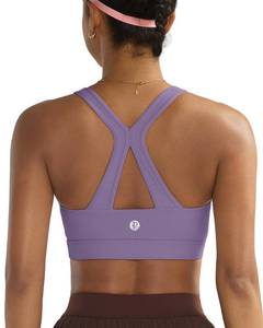 lot 6262 image: RUNNING GIRL Sports Bras for Women High Support,High Impact Molded Cup Sports Bra V Neck Running Workout Bra with Sewn in Pads (Misty Purple, L)