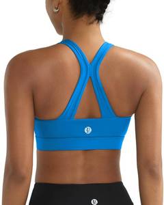 lot 6264 image: RUNNING GIRL Sports Bras for Women High Support,High Impact Molded Cup Sports Bra V Neck Running Workout Bra with Sewn in Pads (Sparkle Blue, L)