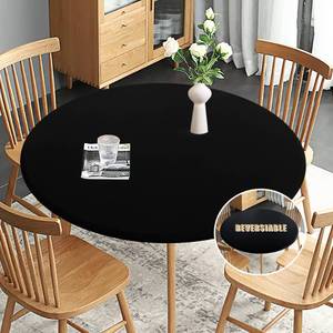 lot 6272 image: Obstal Fitted Round Table Cloth, Fits Round Tablecloth for 40-44, Black