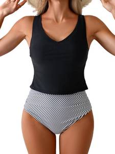 lot 6274 image: Eomenie Two Piece Tankini Swimsuits for Women Tummy Control Bathing Suits (size S)