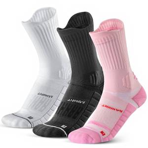 lot 6289 image: Rahhint Compression Running Socks for Women 3 Pairs, Anti-Blister Moisture Wicking Boot Crew Cushion Athletic Workout Socks (one size fits all)