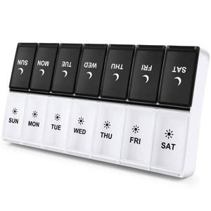 lot 6290 image: DANYING Extra Large Pill Organizer 2 Times a Day, XL Weekly Pill Box 2 Per Day, AM PM Pill Case, Day Night Pill Container 7 Day, Vitamin Case Twice a Day, Black & White