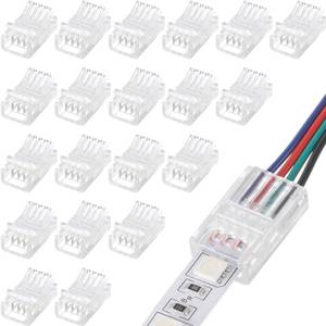lot 6301 image: Flutesan 20 Pcs 4 Pin 10 mm LED Strip Connector RGB Lights