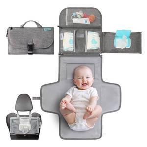 lot 6319 image: Kopi Baby Portable Diaper Changing Pad with Wipes Pocket, Premium Grey