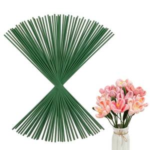 lot 6323 image: 100 Pcs Floral Stem Wire 14 Inch 2 Gauge Green Flower Stems for Crafts DIY Bouquet Wreath Making Supplies