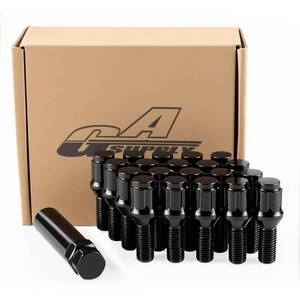 lot 6328 image: GAsupply M12x1.5 Lug Bolts 28mm Shank Black Conical Seat, 20pcs1 Stud Key