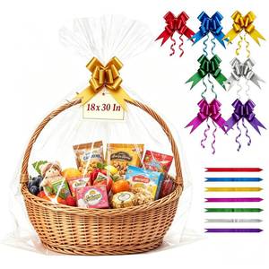 lot 6329 image: Homrelaxy 26 Pcs 18x30 Cellophane Bags for Gift Basket Wrap With Bows