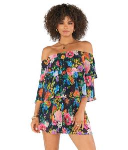lot 6332 image: Show Me Your Mumu Triple Decker Romper, Midnight Botanical Floral, Small