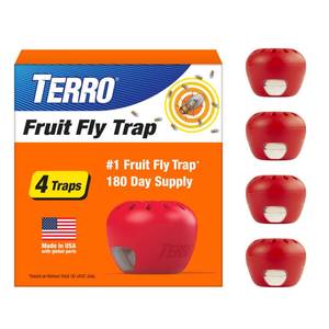 lot 6336 image: TERRO Fruit Fly Trap 4-Pack, 180 Day Lure Supply, Food-Based Lure
