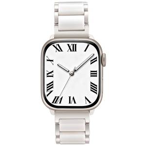 lot 6338 image: V-MORO Compatible with Apple Watch Band 41mm 42mm 40mm 38mm Series 111098 Fashion Strap Women,Stainless Steel Resin Band Bracelet Replacement for iWatch SE 37654321-Starlight