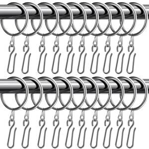 lot 6373 image: Amyhill 60 Pcs Metal Drapery Curtain Rings with Pin Hook, 1.26 Inch, Silver