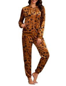 lot 6379 image: Totatuit 2 Piece Halloween Velour Hoodie Jogger Tracksuit for Women Fall Lounge Matching Sets Sportswear Jogging Sweatsuit Pockets Halloween Orange XX-Large
