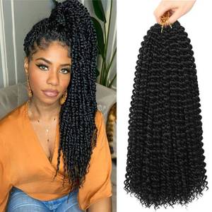 lot 6384 image: ShowCoco Passion Twist Hair 22 Inch Water Wave Crochet Hair for Black Women Long Bohemian Curly Passion Twist Braiding Hair for Butterfly Style Crochet Braids Spring Twists Hair Extensions(22inch,#1B)