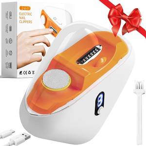 lot 6386 image: JUNZUP Electric Nail Clipper, 2-in-1 Automatic Nail Trimmer with LED Light, 3 Speeds Electric Toenail Clipper, Electric Nail Clippers for Seniors, Baby, Adults & Kids, Dark Orange