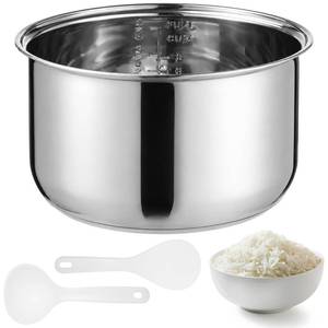 lot 7004 image: 304 Stainless Steel Inner Pot, 4L Rice Cooker Inner Bowl, Non-stick Replacement Inner Bowl, Includes Rice and Soup Spoons, Easy-to-Clean (4L)
