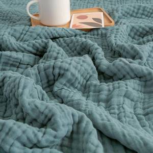 lot 7008 image: EMME Muslin Blankets for Adults Teal Small Blanket 40 x 50