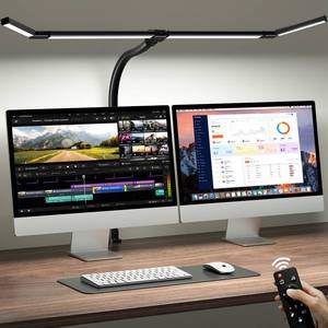 lot 7013 image: ONEMIX LED Desk Lamp with Clamp, 42-Inch 4-Panel Light for Dual Monitors