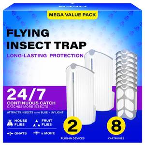 lot 7017 image: BuggyBands Plug-in Flying Insect Trap for Indoors, 2 Devices, 8 Refills