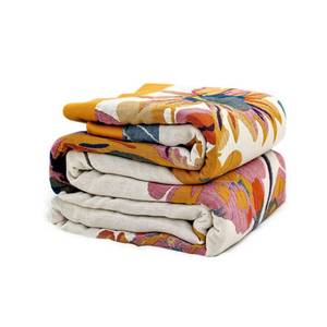 lot 7030 image: WOFNA Boho Throw Blanket for Bed 60x80, 100% Soft Cotton Bohemian Blankets with Rustic Floral Printed Decor, Spring Throw Blanket for Couch Cozy Breathable King Size All Season