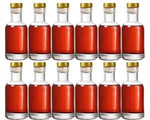 lot 7033 image: Kaachli Clear Glass Bottles 3 oz - 100ml Pack of 12 for Wine Beverages Drinks Oil Vinegar Kombucha Beer Water Soda with Cork Stopper Airtight Lid