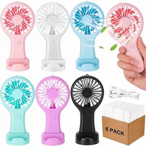 lot 8048 image: Woanger 6 Pack Powerful Mini Handheld Fan Bulk 3 Speed USB Rechargeable Small Desk Fan Summer Gift for Wedding Beach Outdoor Women Eyelash (White,Pink,Blue,Green,Purple,Black)