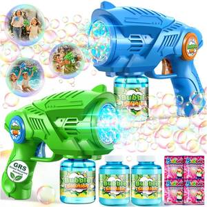 lot 8077 image: Bubble Gun Machine for Kids 4-8 2-Pack Automatic Bubble Guns with 2 Bottles Refill Solution - Summer Outdoor Toys Bubble Blaster Maker Blower for Easter Party