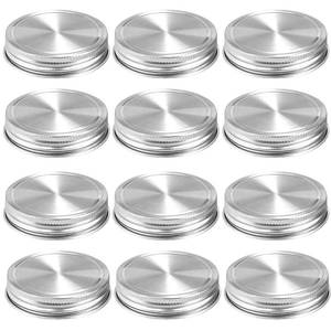 lot 8099 image: Stainless Steel Mason Jar Lids,12 Pack Polished Surface,Reusable and Leak Proof,Storage Caps with Silicone Seals for Regular Mouth Size Jars (12-Pack Stainless Steel Lids(Regular Mouth))