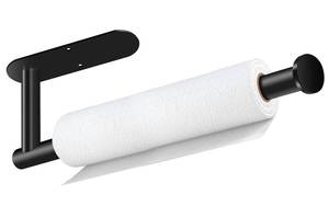 lot 8108 image: Black Paper Towel Holder, Self Adhesive Paper Towel Holder Under Cabinet
