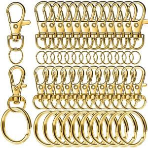 lot 8119 image: LEOBRO 60 PCS Swivel Snap Hooks and Key Rings, Keychain Clips and Key Chain Rings, Lobster Claw Clasps for Key Chains, Jewelry, Crafts, Gold