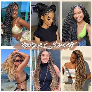 lot 8134 image: P430 Brown Human Hair Braiding Hair for Boho Braids, 12 12 12 Inch 150g 3Pcs,Highlight Light Brown Deep Wave Bulk Human Hair for Braiding Curly Knotless Hair Extensions