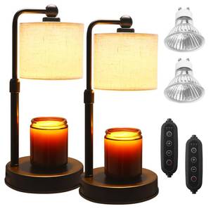 lot 9571 image: 2 Pack Candle Warmer Lamp with Timer - Dimmable & Height Adjustable, Flame-Free Wax Warmer for Safe Use with Jar Candles - Home Decor Gift for Women, Mom, Wife (Bedroom or Office)