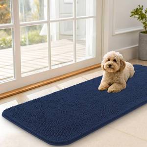 lot 9573 image: OLANLY Dog Door Mat for Muddy Paws 47x17, Super Absorbent Chenille Mud Mat