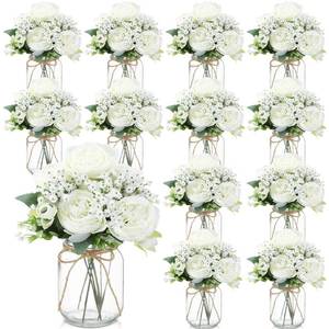 lot 9577 image: Zeyune 12 Sets Mason Jar Flowers Centerpiece Table Decorations,White