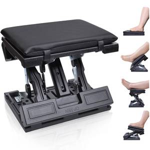 lot 9581 image: Foot Rest for Under Desk at Work Ergonomic Footrest with Adjustable Height and Angle, Foldable Foot Stool with Removable Pad Massage Beads for Office Gaming Chair Black