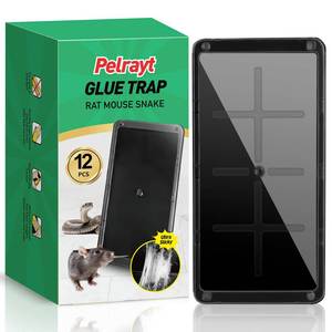 lot 9582 image: Pelrayt Glue Mouse Traps Indoor for Home, Rat Trap-12 Pack, Large Heavy Duty Glue Traps for Safe Home Pest Control. Pre-Scented, Non-Toxic Sticky Boards for Mice, Rats & More. Easy To Use