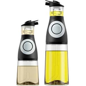 lot 9584 image: Belwares Oil and Vinegar Dispenser Set with Measuring Cup - 1 Glass Olive Oil Dispenser Bottles for Kitchen - Cooking Oil Bottle Set, Drip-Free Cruets for Salad Dressing, BPA-Free, Dishwasher Safe