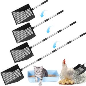 lot 9592 image: EXPAWLORER Large Chicken Poop Scooper, Adjustable Pet Coop Rake with Stainless Steel Long Handle, Heavy Duty Litter Sifting Sand Sifter Shovel Cleaning Tool Cat Chicken Coop Accessories (22-52.3)