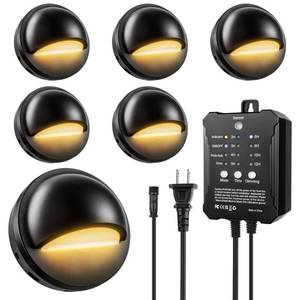 lot 9595 image: HOSITARK Low Voltage LED Deck Lights Kit with Transformer Timer and Photocell Sensor, IP67 Waterproof Low Voltage Landscape Lighting, Step Lights for Outdoor Walkway Stair Post Railing (6 Pack)
