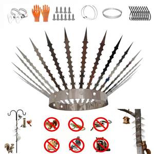 lot 9600 image: Anti-BirdSquirrel Spikes & Squirrel Proof Baffle for Bird Feeders Pole