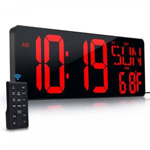 lot 9613 image: 17.2Large Digital Wall Clock Large Display with Remote Control 180°Visible