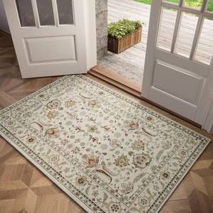 lot 9629 image: Hedwior Washable 8x10 Area Rugs for Living Room Bedroom, BeigeMulti