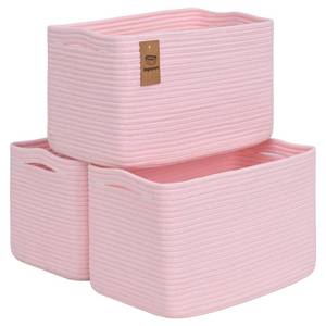 lot 9638 image: Degeyoyo Baskets for Organizing,Storage Baskets,3 Pack Baskets for Shelfves,15�10�9 Woven Pink Basket,toy storage bins,bins for organization