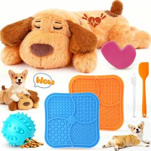 lot 9641 image: Heartbeat Puppy for Dogs, Calming Set with Lick Mat, Puppy Essentials