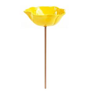 lot 10354 image: Colorful Metal Flower Bird Bath Stake, 2-in-1 Bird Feeder Water Station, Rustproof Handmade Garden Bird Bath Bowl, Outdoor Yard Patio Lawn Flower Shaped Garden Decor, 124 Pack (1, Yellow)
