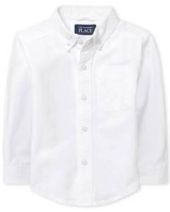 lot 10357 image: The Childrens Place Baby Boys And Toddler Boys Long Sleeve Oxford Button Down Shirt,White,4T