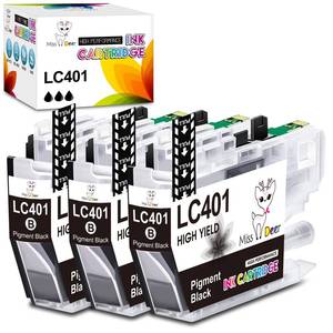 lot 10365 image: Miss Deer LC401 Black Ink Cartridges Compatible for Brother LC401 LC401XL